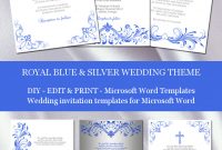 Royal Blue Silver Wedding Invitation Templates with measurements 752 X 1296