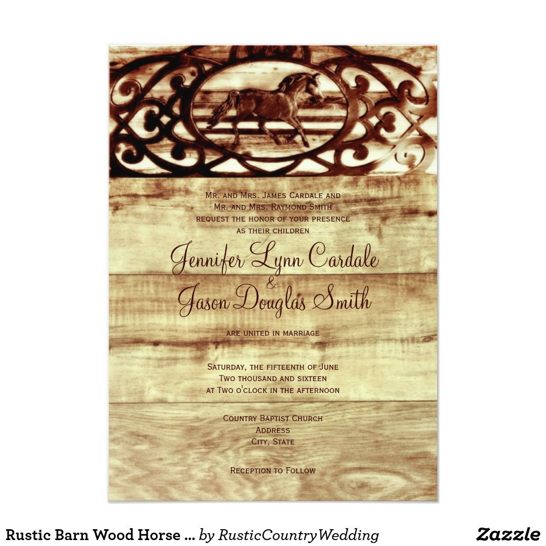 Rustic Barn Wood Horse Wedding Invitations Zazzle Rustic in size 1106 X 1106