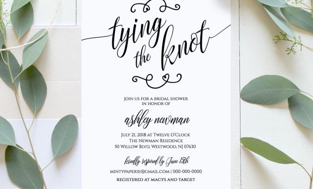 Rustic Bridal Shower Invitation Printable Tying The Knot Wedding throughout dimensions 1200 X 1300