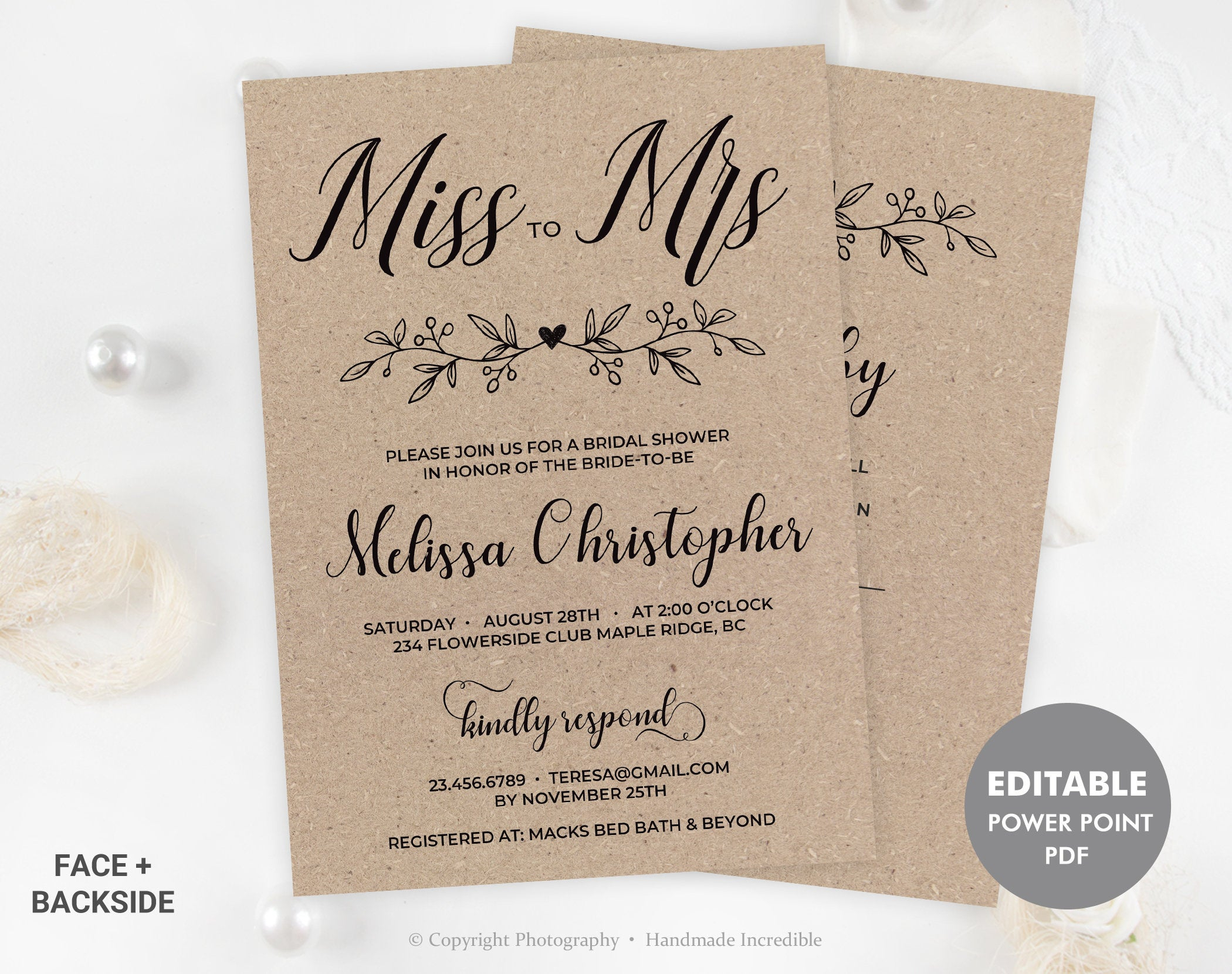 Rustic Bridal Shower Invitation Template Kraft Paper Wedding Etsy within proportions 2100 X 1660