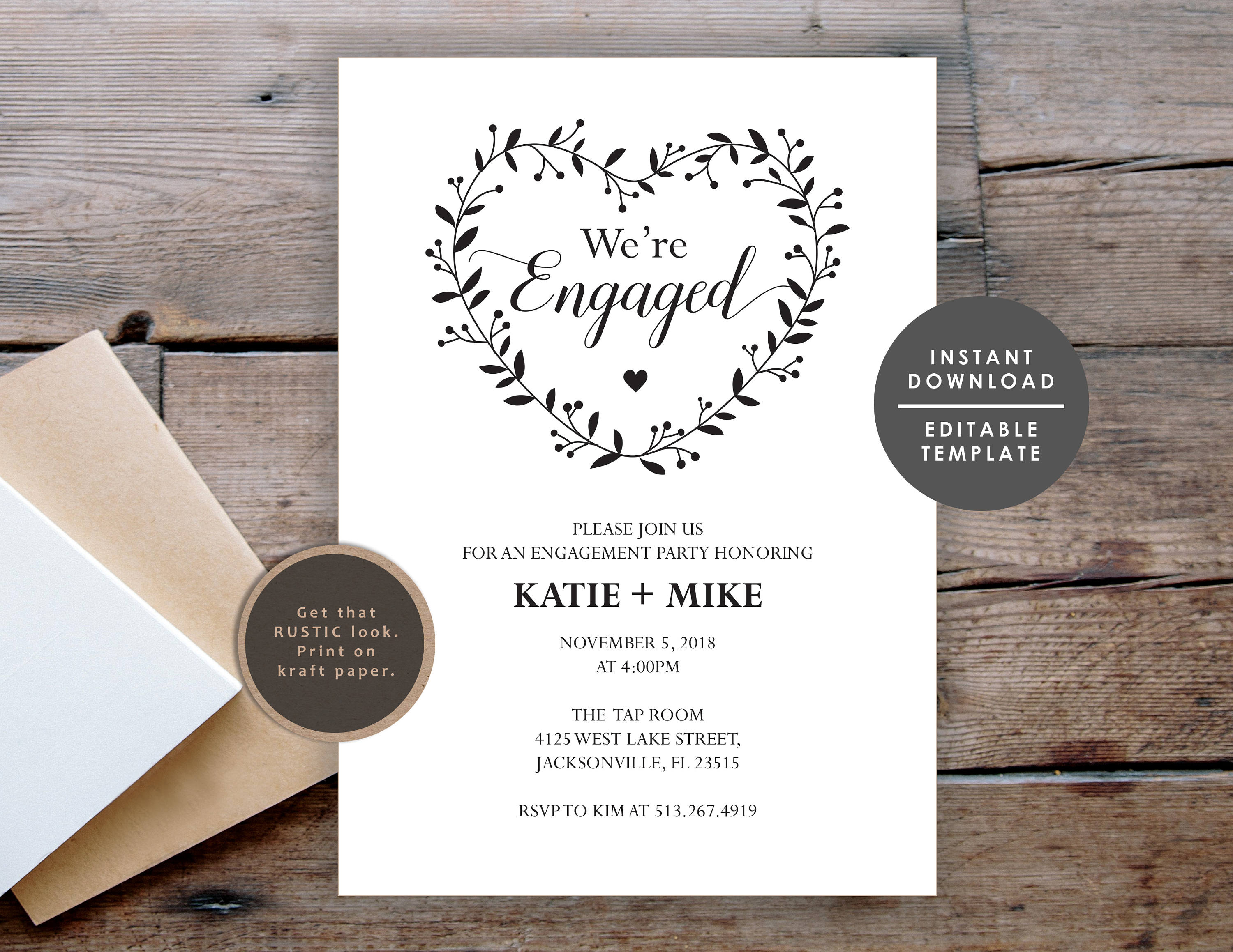 Rustic Engagement Party Invitation Template Printable Etsy inside sizing 3000 X 2318