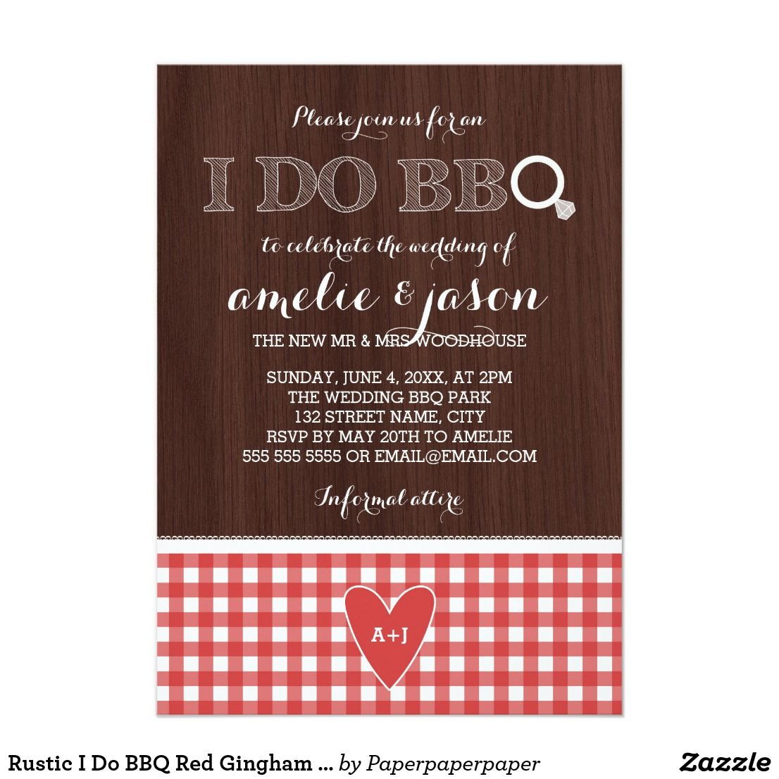 Rustic I Do Bbq Red Gingham Post Wedding Party Invitation Zazzle inside measurements 1106 X 1106