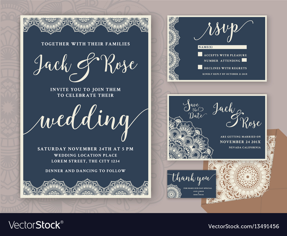 Rustic Wedding Invitation Design Template Vector Image for dimensions 1000 X 823