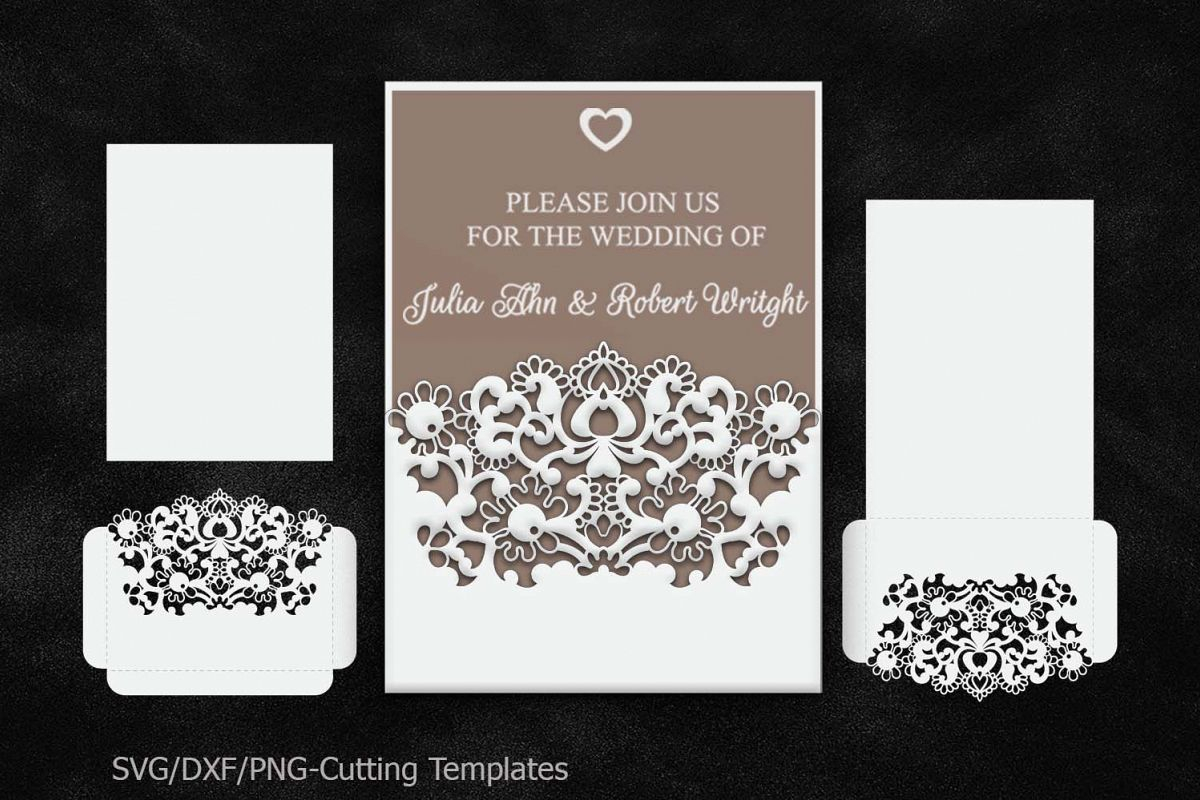 Rustic Wedding Invitation Pocket Envelope 5x7 Svg Template with regard to dimensions 1200 X 800