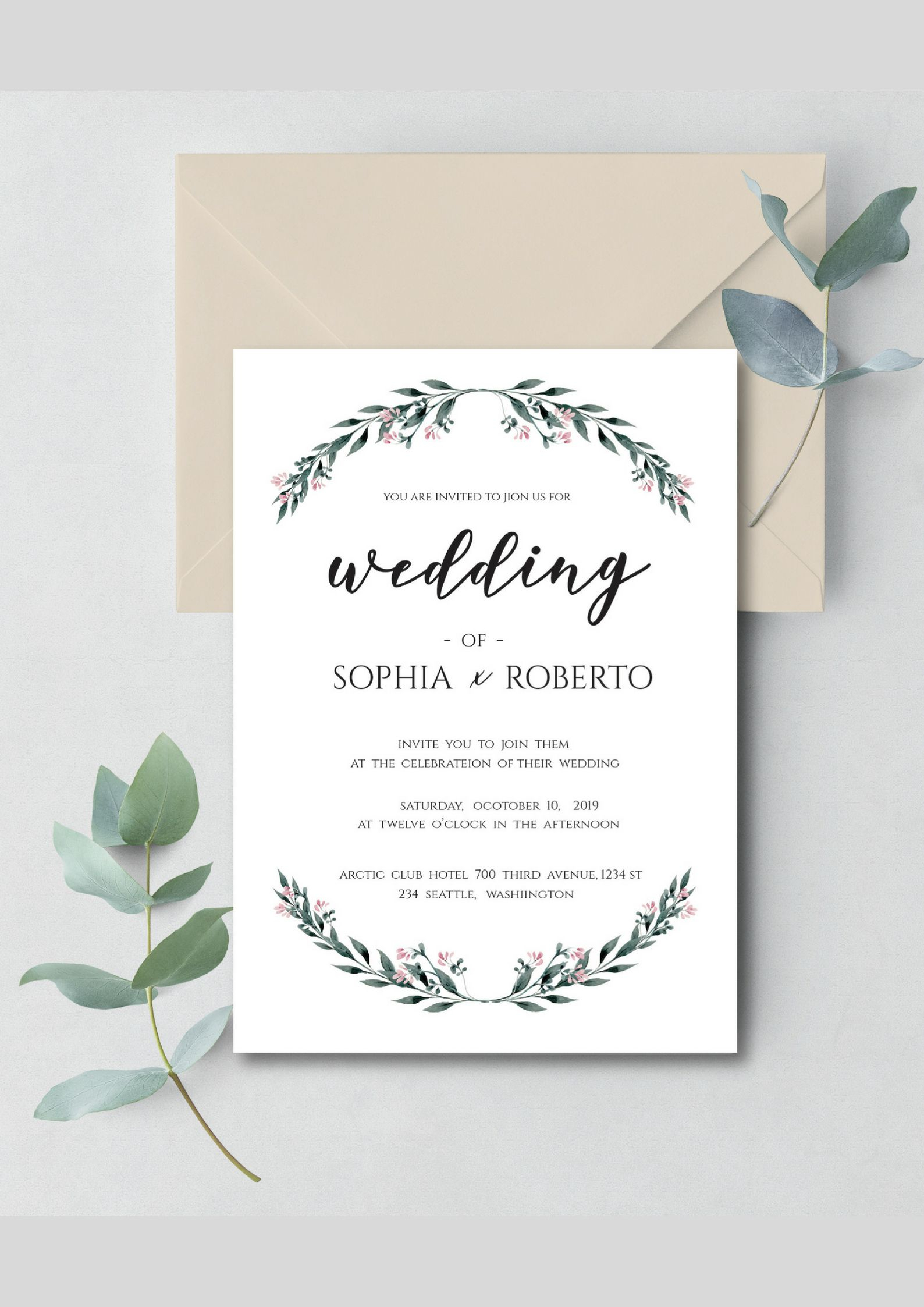 Rustic Wedding Invitation Template Download P Print Please with regard to proportions 1588 X 2246