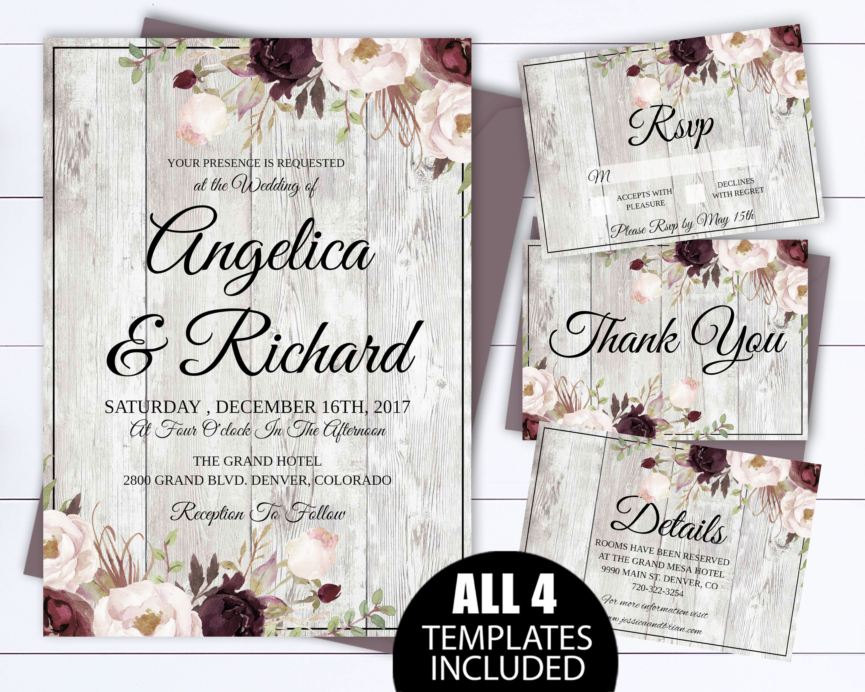 Rustic Wedding Invitation Template Rustic Country Wedding Template Instant Download Printable Invitation Rustic Invitation Wedding Template pertaining to size 3000 X 2400