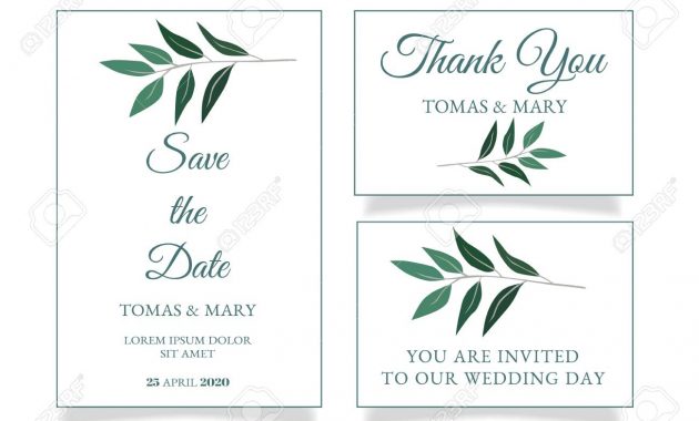 Rustic Wedding Invitation Template With Little Green Leaf Printable pertaining to sizing 1300 X 922