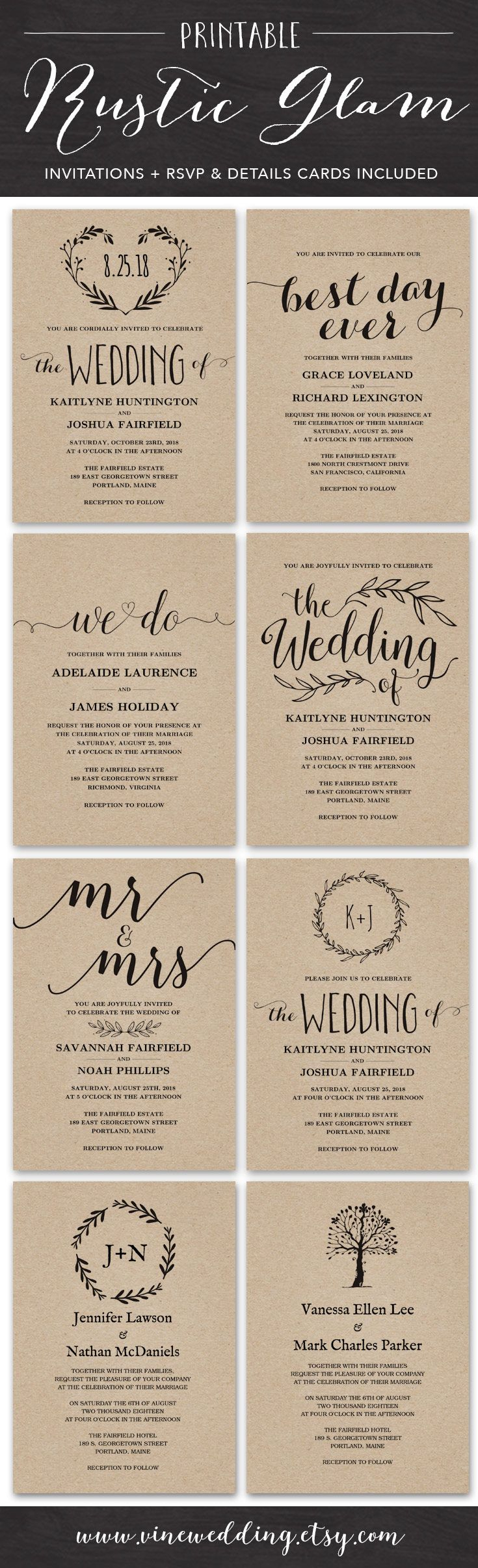 Rustic Wedding Invitations Printable Diy Wedding Invitation throughout measurements 735 X 2413