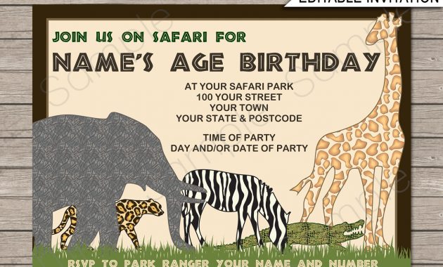 Safari Or Zoo Party Invitations Template with regard to measurements 1300 X 1126