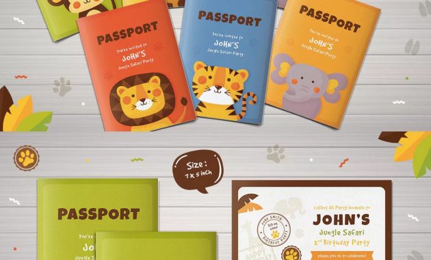 Safari Party Passport Birthday Invitation Template Ai Psd with regard to size 1170 X 3127