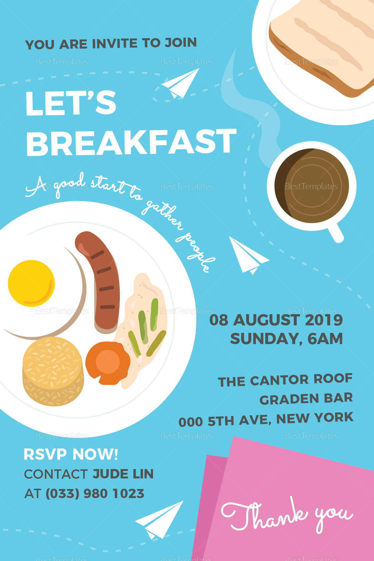 Sample Breakfast Invitation Design Template In Psd Word Publisher for size 1200 X 1800