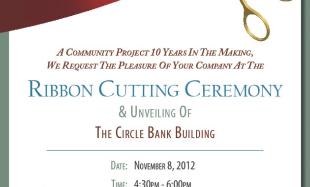 Sample Ribbon Cutting Invitations Circle Bank 999 Grant Ribbon with proportions 956 X 1237