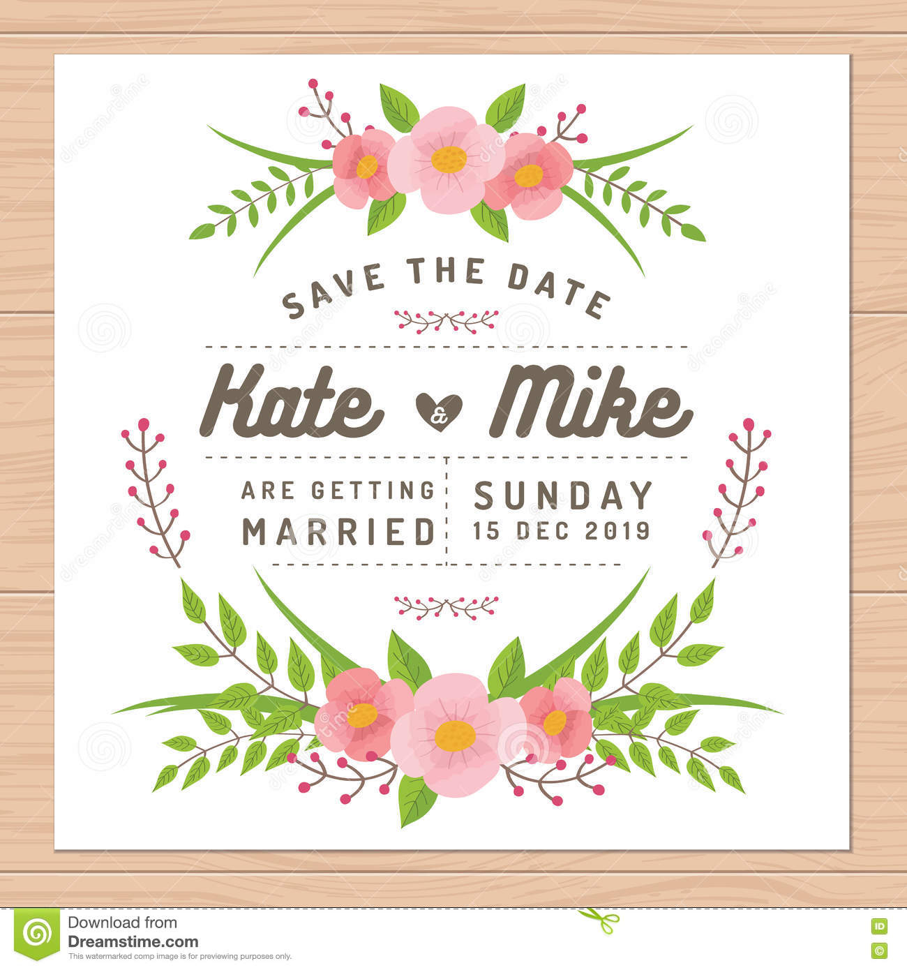 Save The Date Wedding Invitation Card With Flower Templates Flower with regard to proportions 1300 X 1390