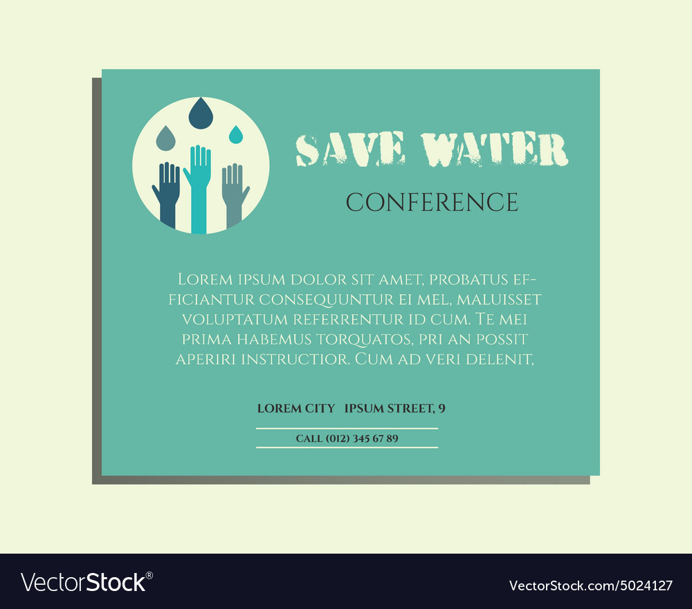 Save Water Conference Poster Invitation Template Vector Image inside dimensions 1000 X 880