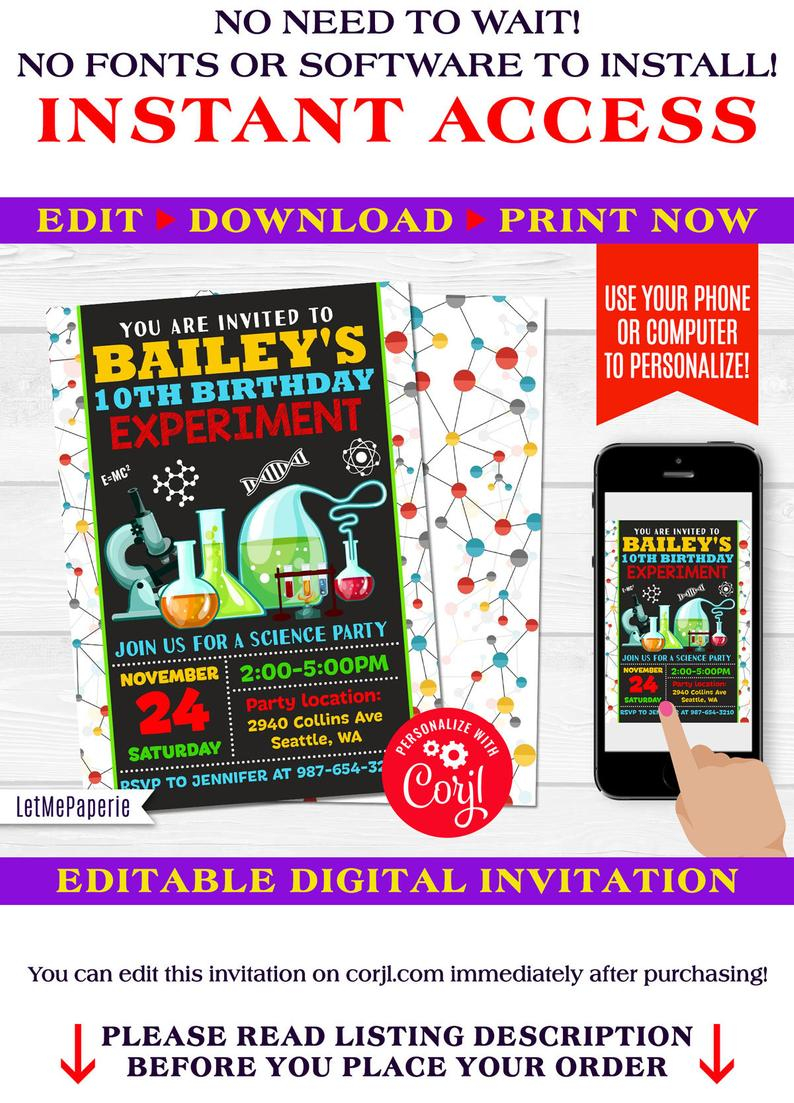 Science Party Invitation Mad Science Birthday Invitation Etsy throughout sizing 794 X 1103