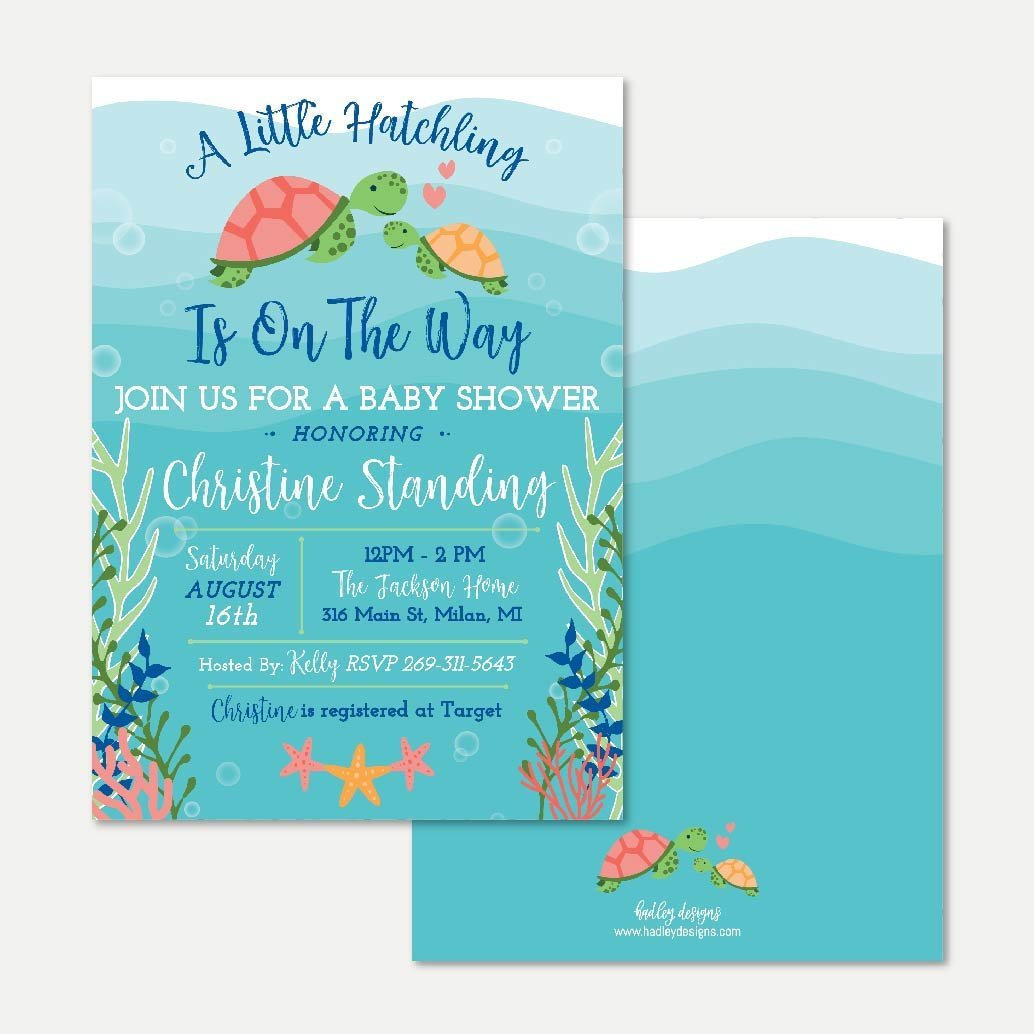 Sea Turtle Ba Shower Invitation Template Printable Etsy with dimensions 1034 X 1034