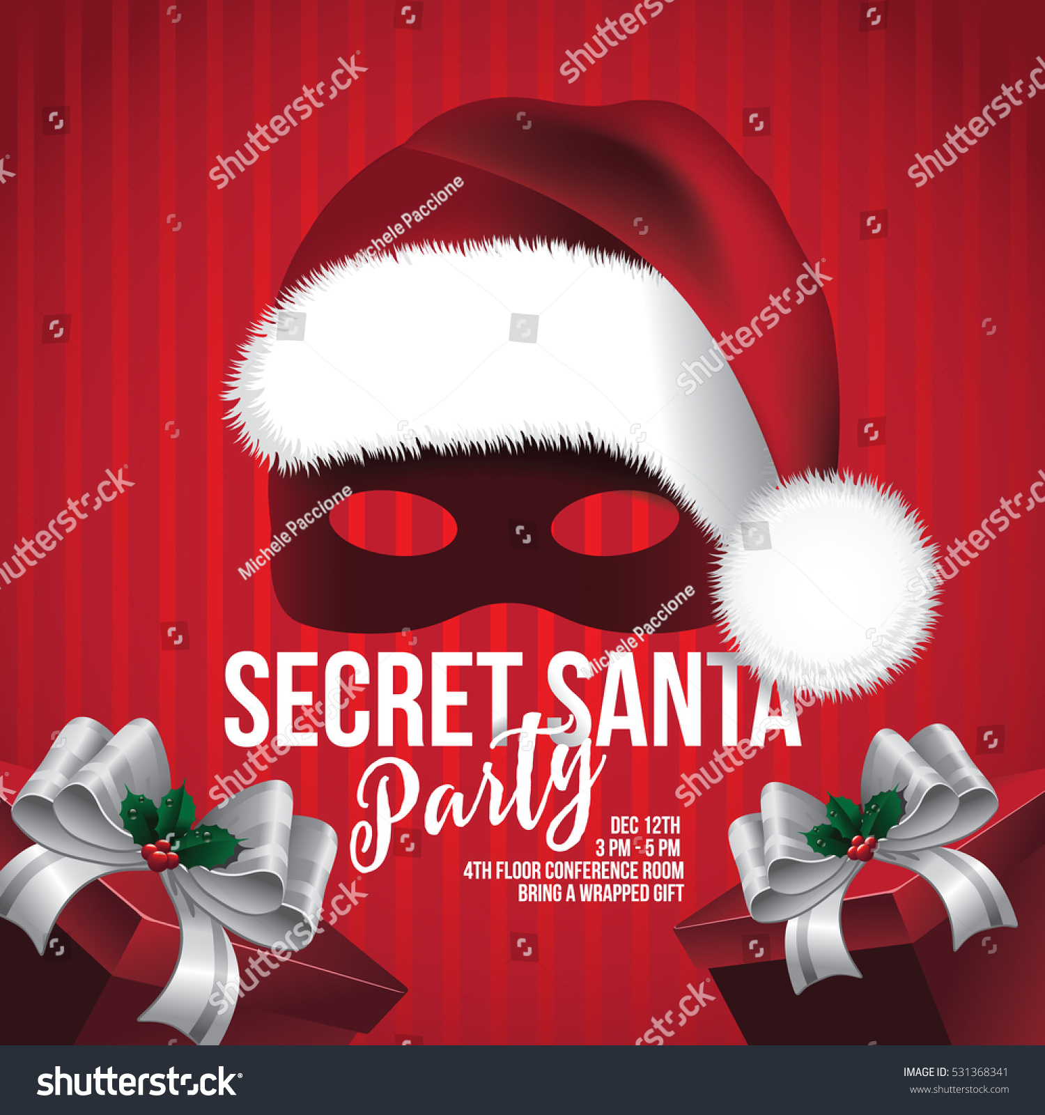 Secret Santa Invitation Template Santa Claus Stock Vector Royalty for measurements 1500 X 1600