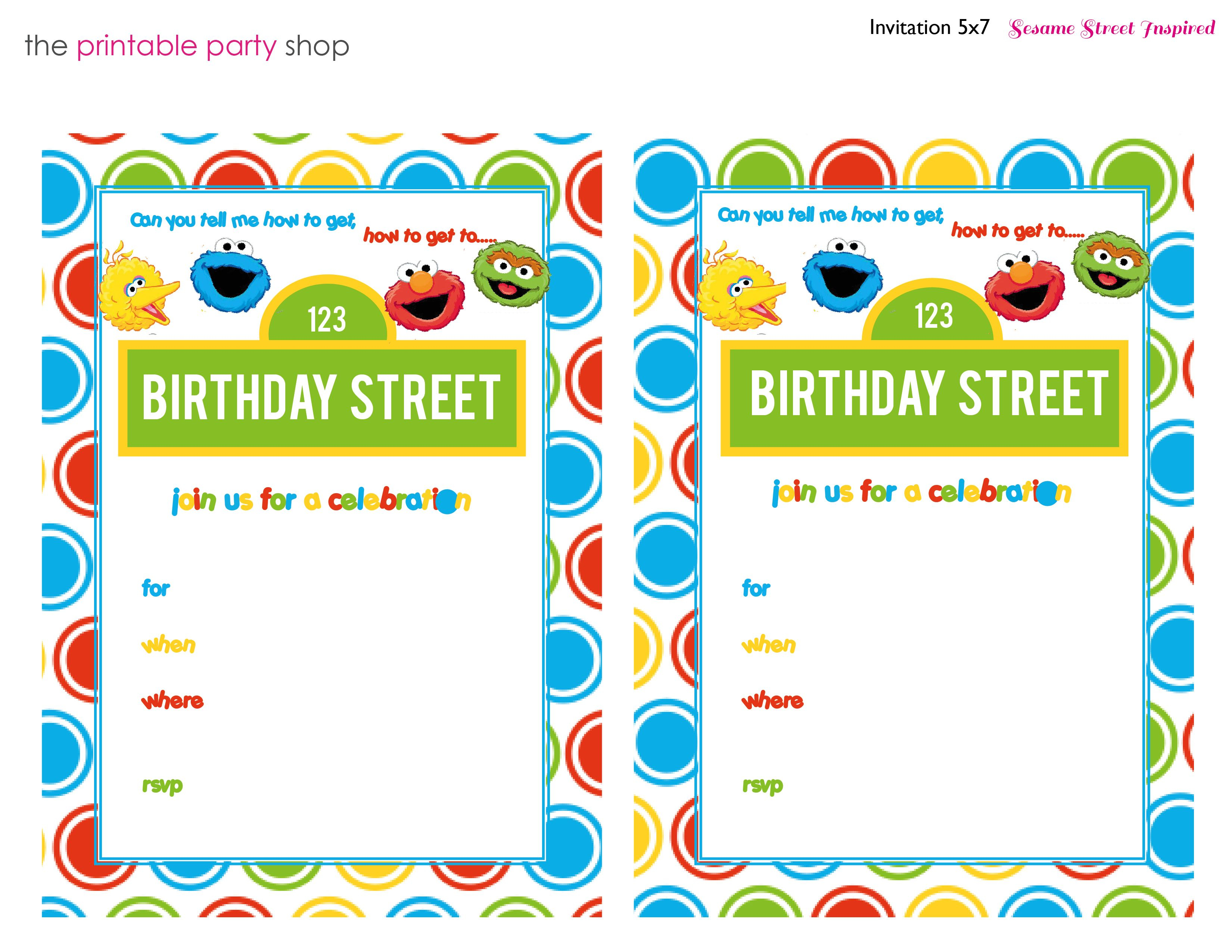 Sesame Street Birthday Party Invitation Templates Benjamins 1st inside measurements 3300 X 2550