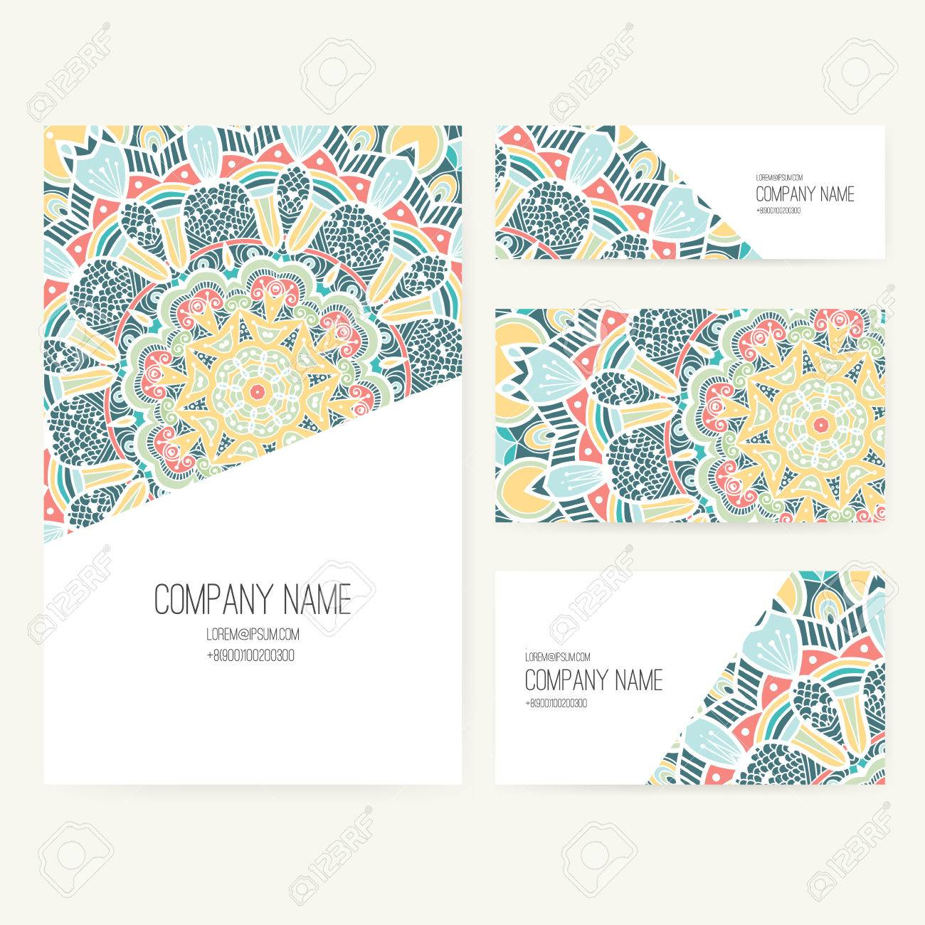 Set Of Business Card And Invitation Card Templates With Lace pertaining to measurements 1300 X 1300