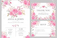 Set Of Wedding Invitation Card Templates With Watercolor Rose inside size 1300 X 1052