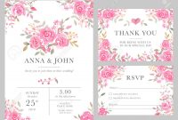 Set Of Wedding Invitation Card Templates With Watercolor Rose intended for proportions 1300 X 1052
