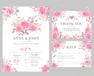 Set Of Wedding Invitation Card Templates With Watercolor Rose with dimensions 1300 X 1052