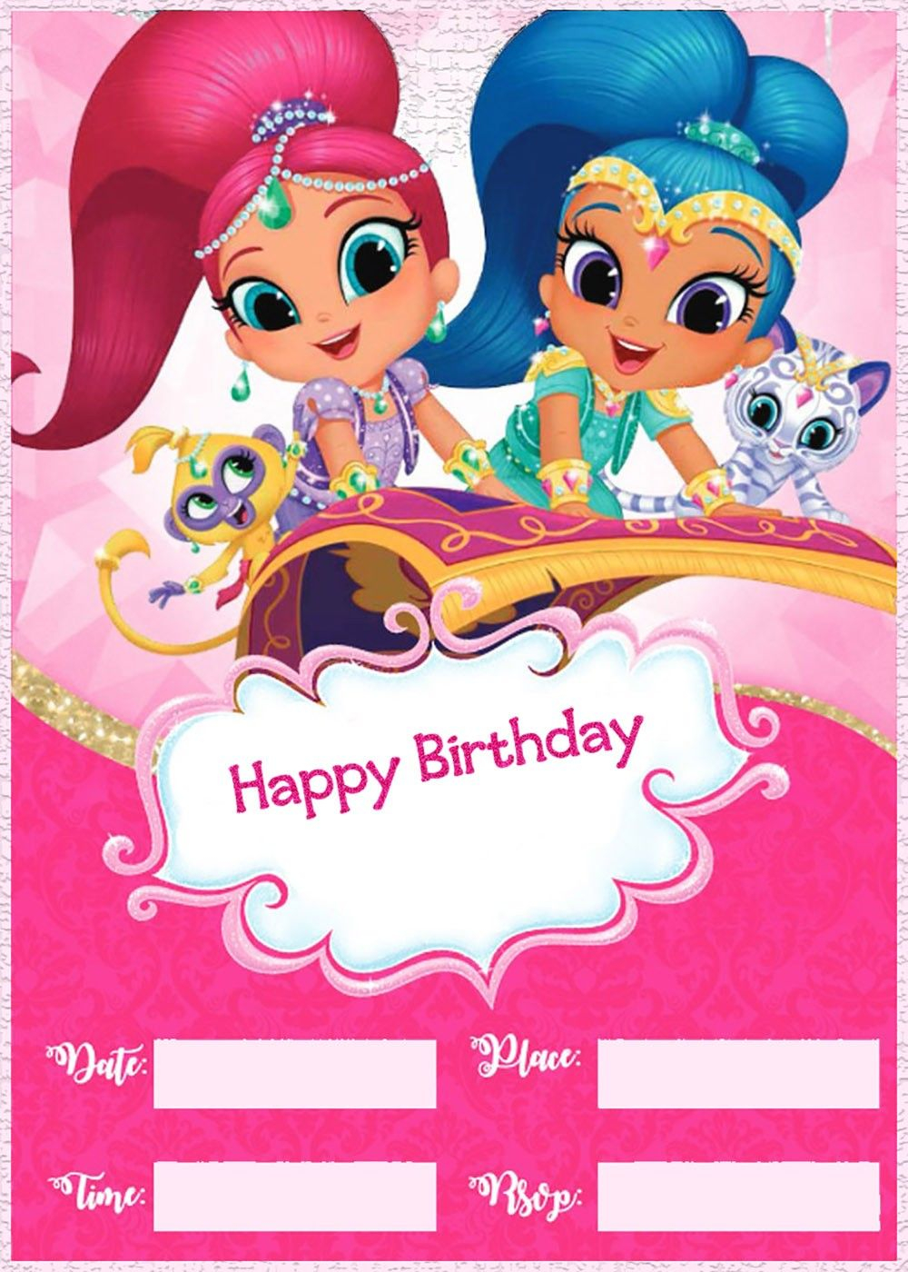 Shimmer And Shine Birthday Party Invitation Template Shimmer inside proportions 1000 X 1400