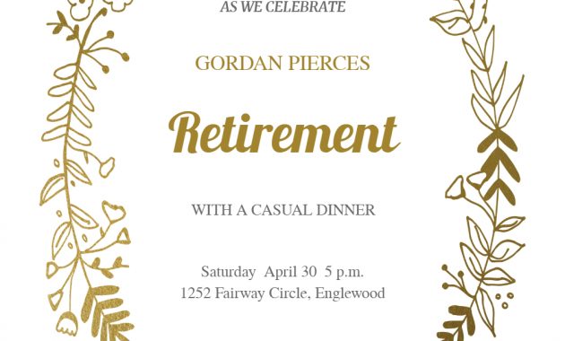 Side Side Gold Free Retirement Farewell Party Invitation regarding dimensions 1002 X 1002