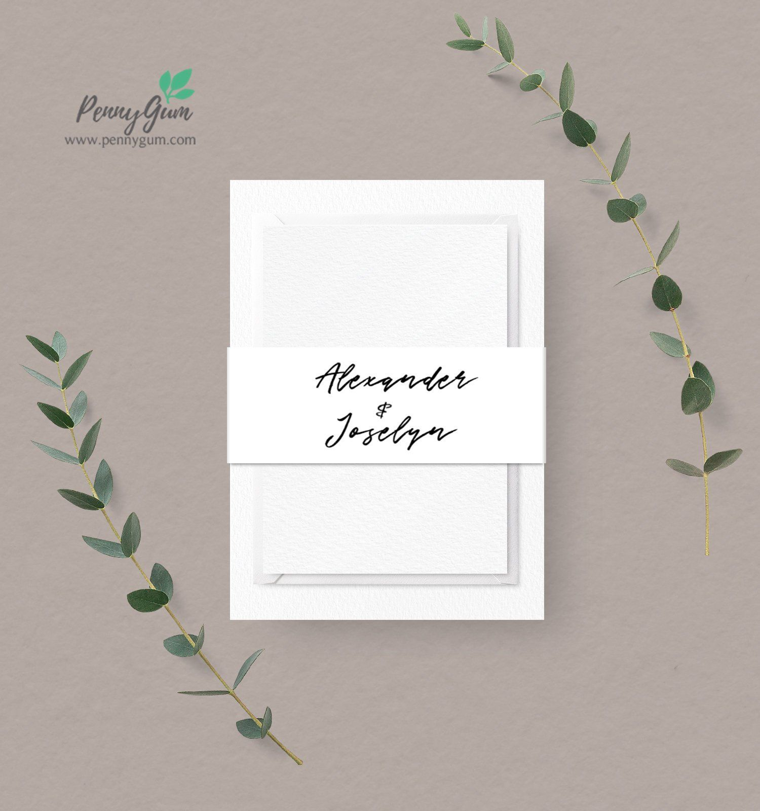 Simple Belly Band Template Wedding Invitation Monogram Wrap Diy regarding measurements 1500 X 1600