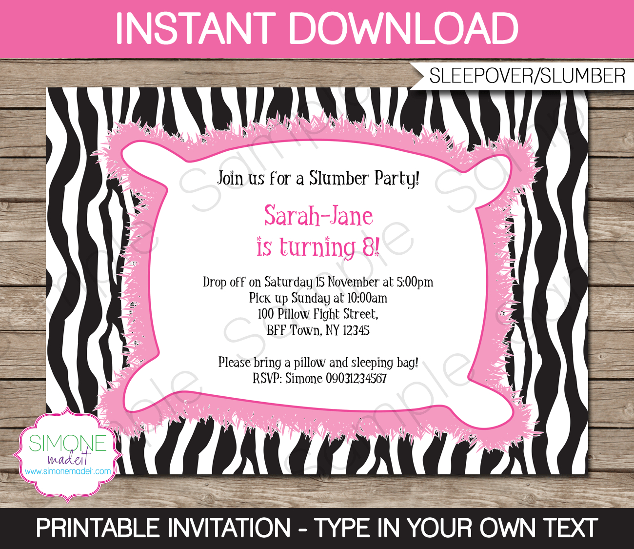 Slumber Party Invitations Template 30 Tropical Grooves Slumber regarding sizing 1300 X 1125