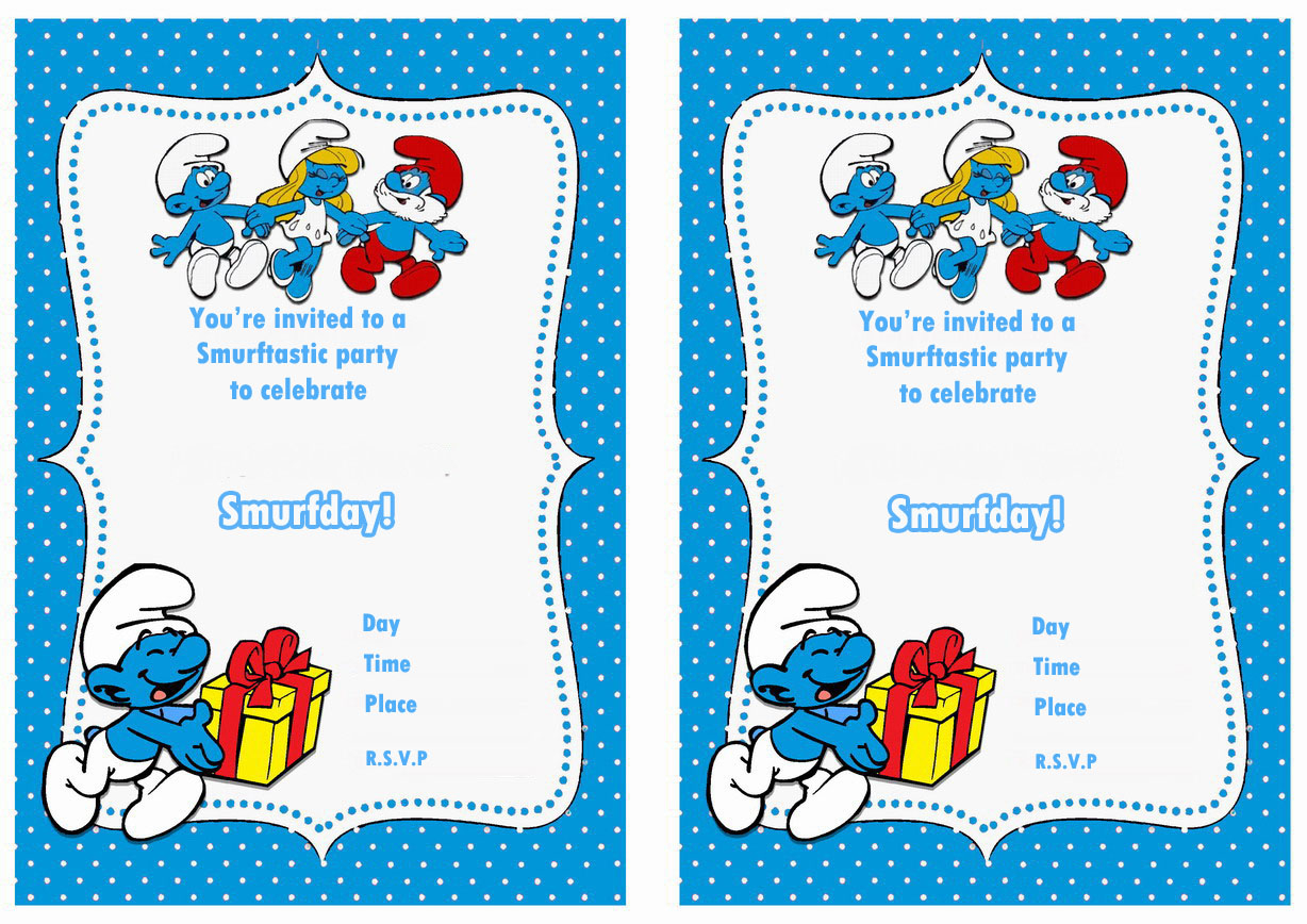 Smurfs Birthday Invitations Birthday Printable with proportions 1228 X 868