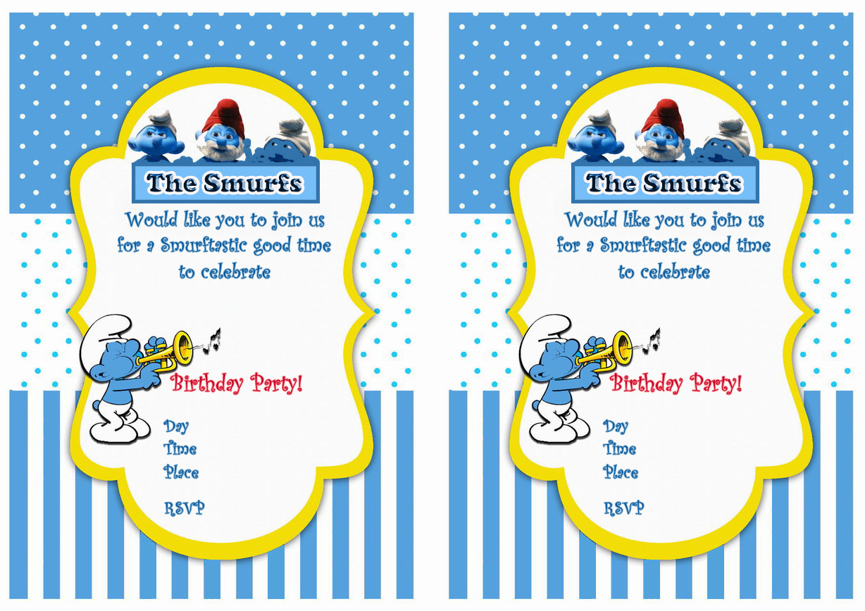 Smurfs Birthday Invitations Birthday Printable with regard to proportions 1228 X 868