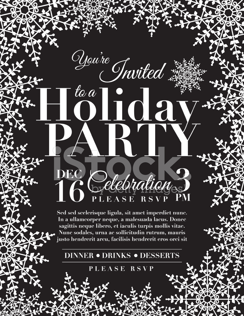 Snowflake Holiday Party Invitation Template Blue Stock Vector regarding proportions 791 X 1024