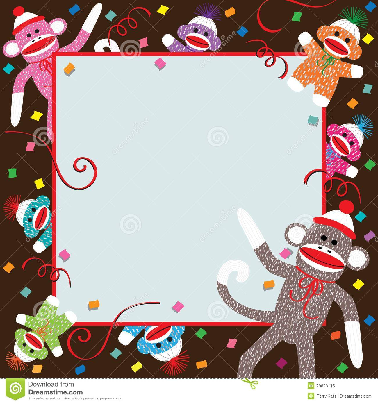 Sock Monkey Party Invitation Stock Vector Illustration Of Animal throughout sizing 1300 X 1390