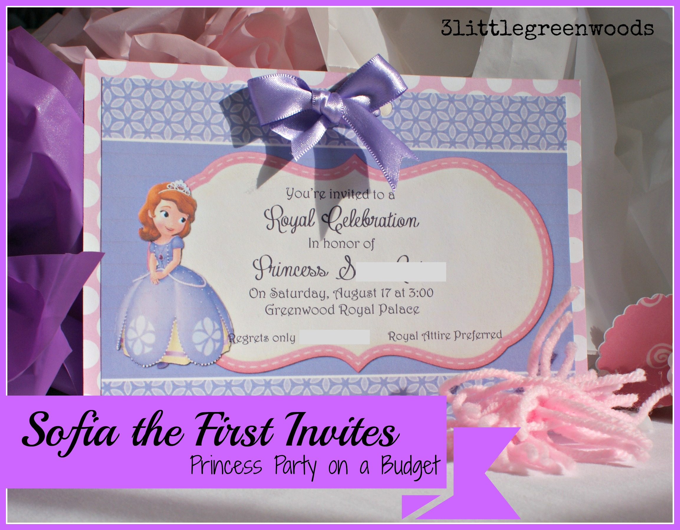 Sofia The First Birthday Invites in sizing 2307 X 1801
