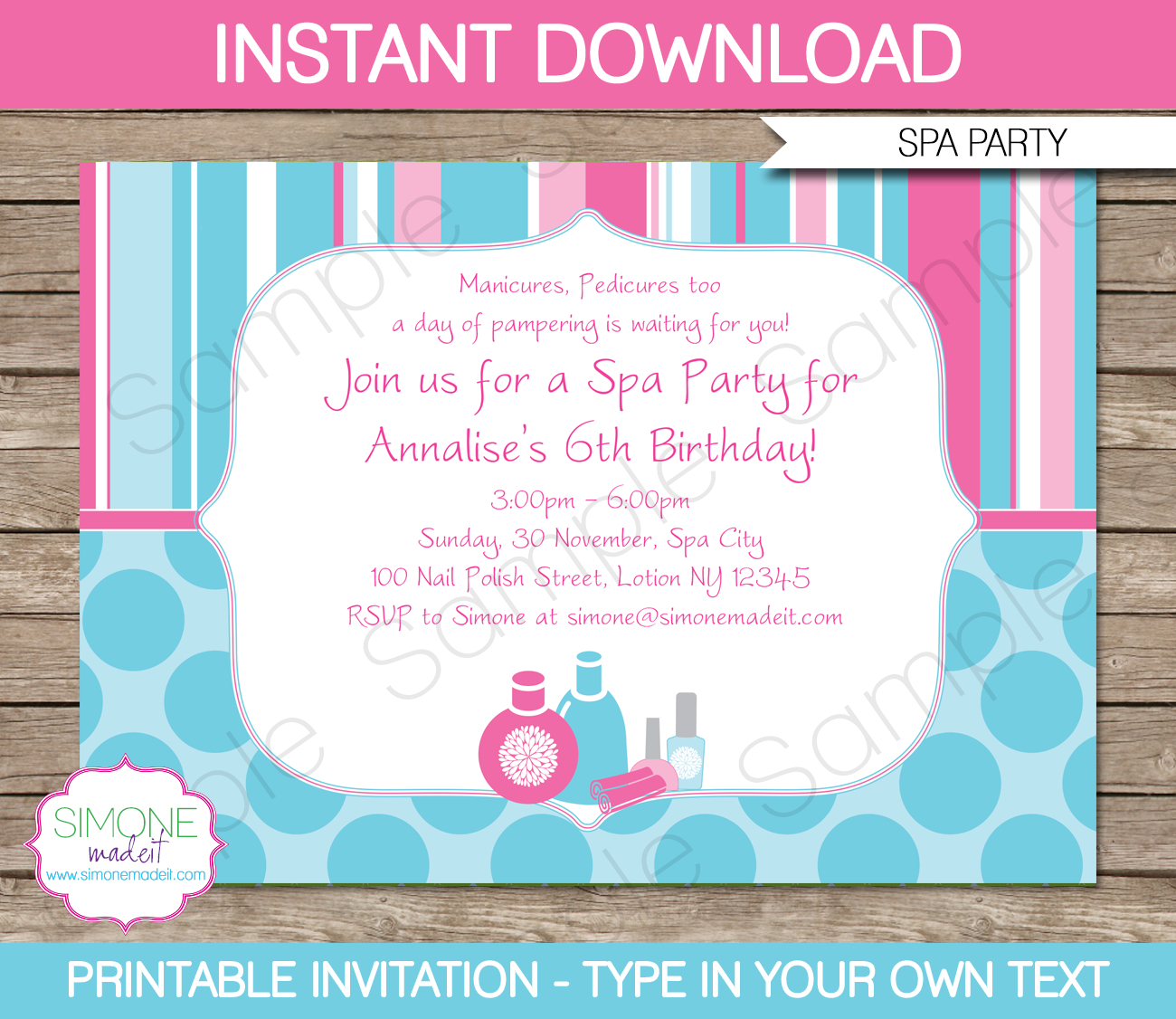 Spa Party Invitations Template Places To Visit Spa Party inside proportions 1300 X 1126