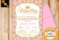 Spanish Royal Princess Ba Shower Invitation Pink And Gold Etsy pertaining to proportions 1500 X 1127