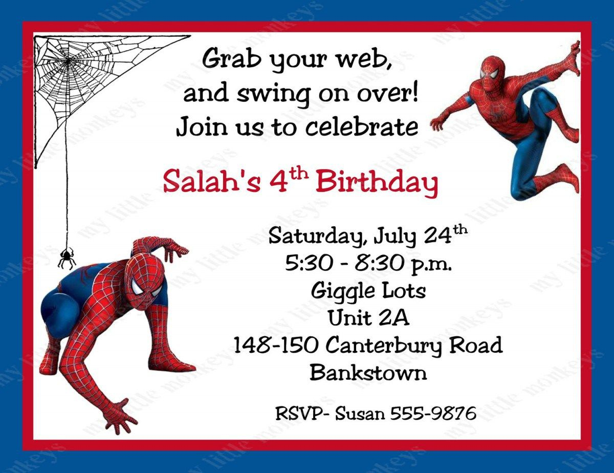 Spiderman Birthday Invitations Personalized Free Printable throughout sizing 1200 X 924