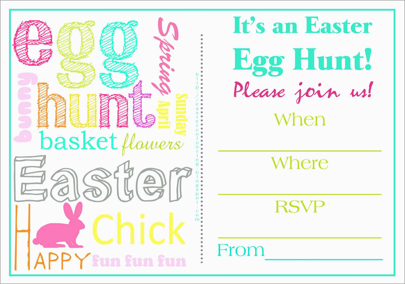 Spring Party Invitation Templates Free Great Easter Colouring Easter throughout size 1600 X 1124