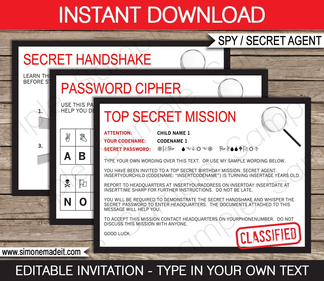Spy Invitation Template Secret Agent Birthday Party Secret Etsy pertaining to proportions 1300 X 1126