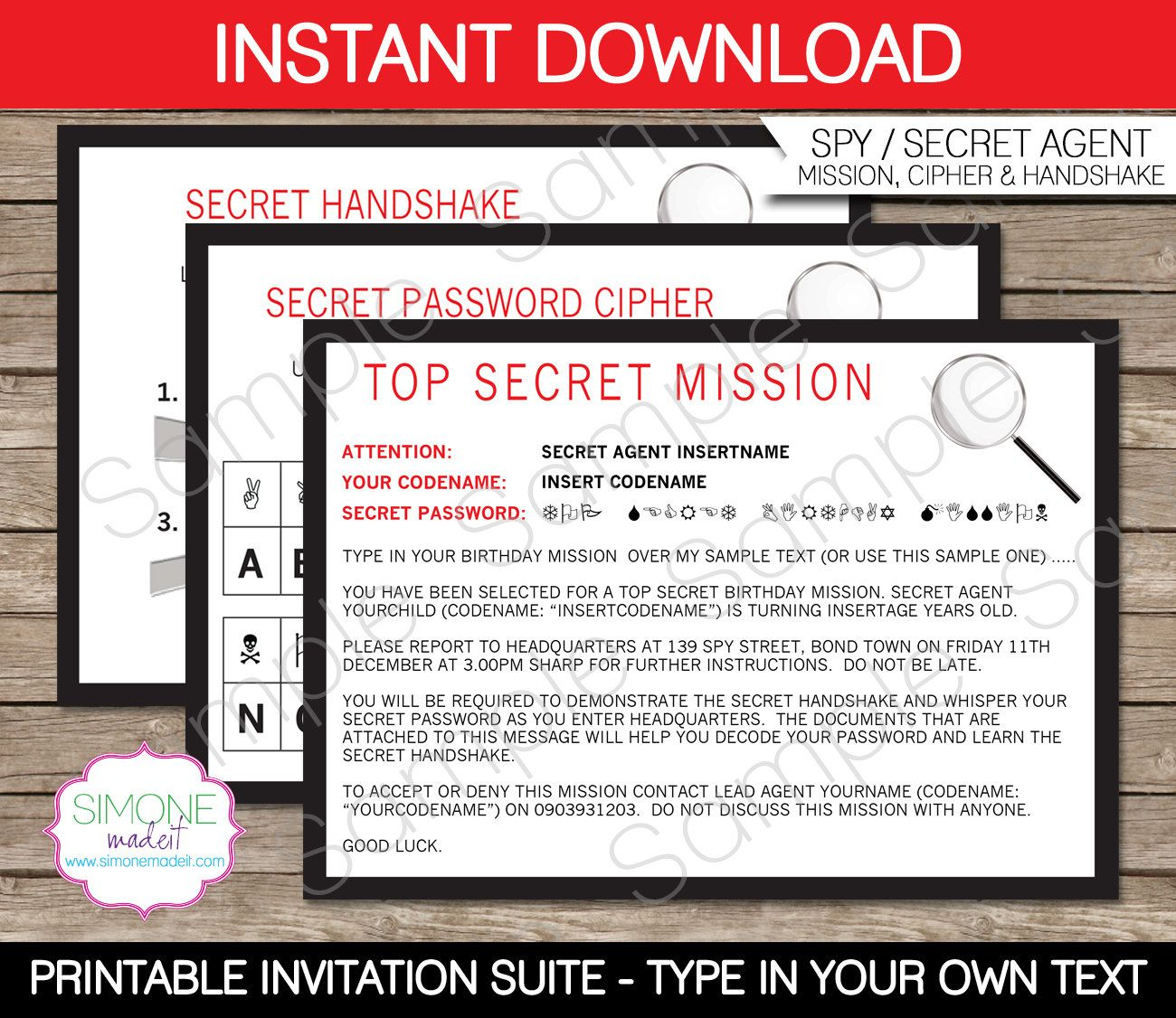 Spy Invitation Template Secret Agent Birthday Party Secret in measurements 1300 X 1126