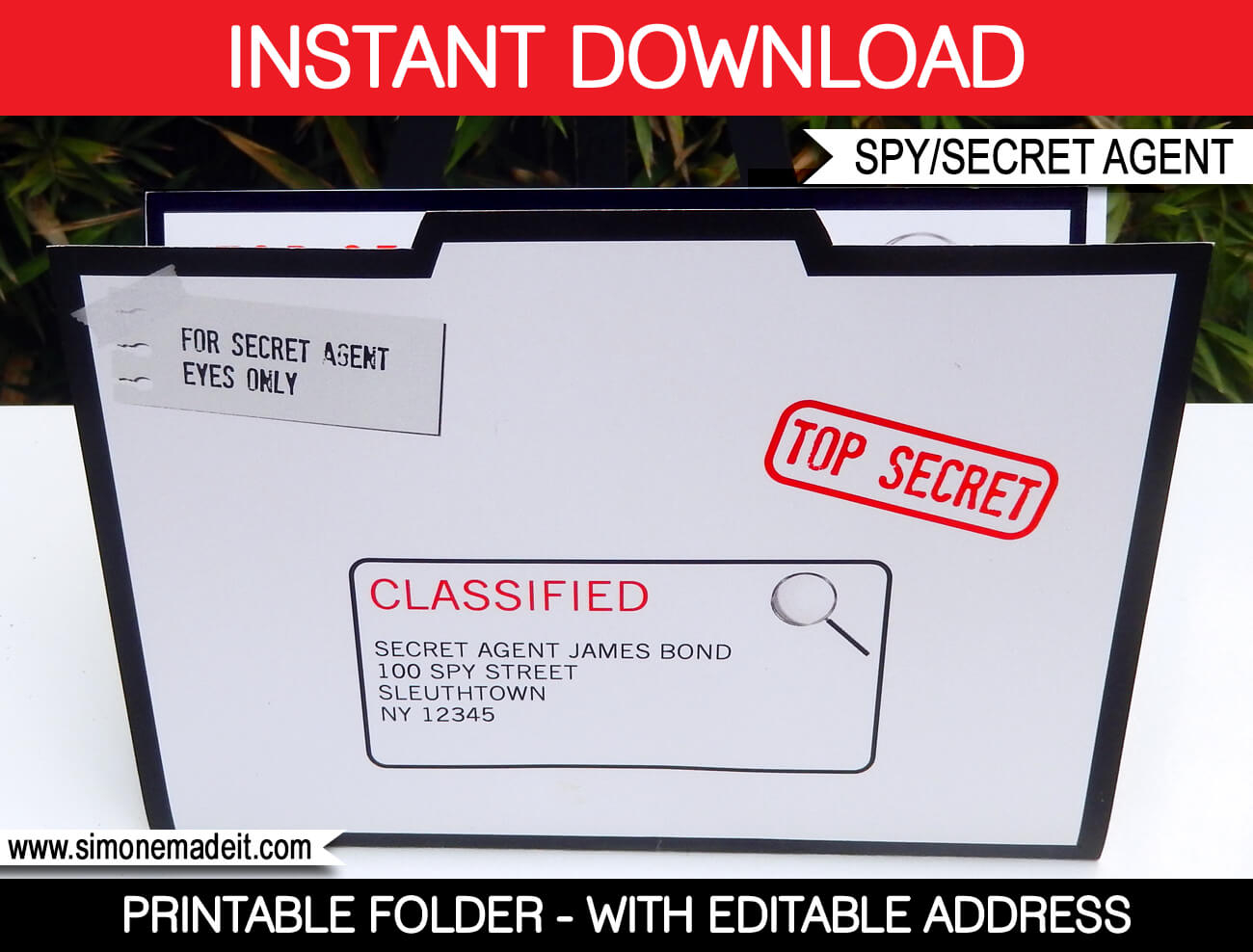 Spy Party Invitation Folder Template Secret Agent in size 1300 X 988
