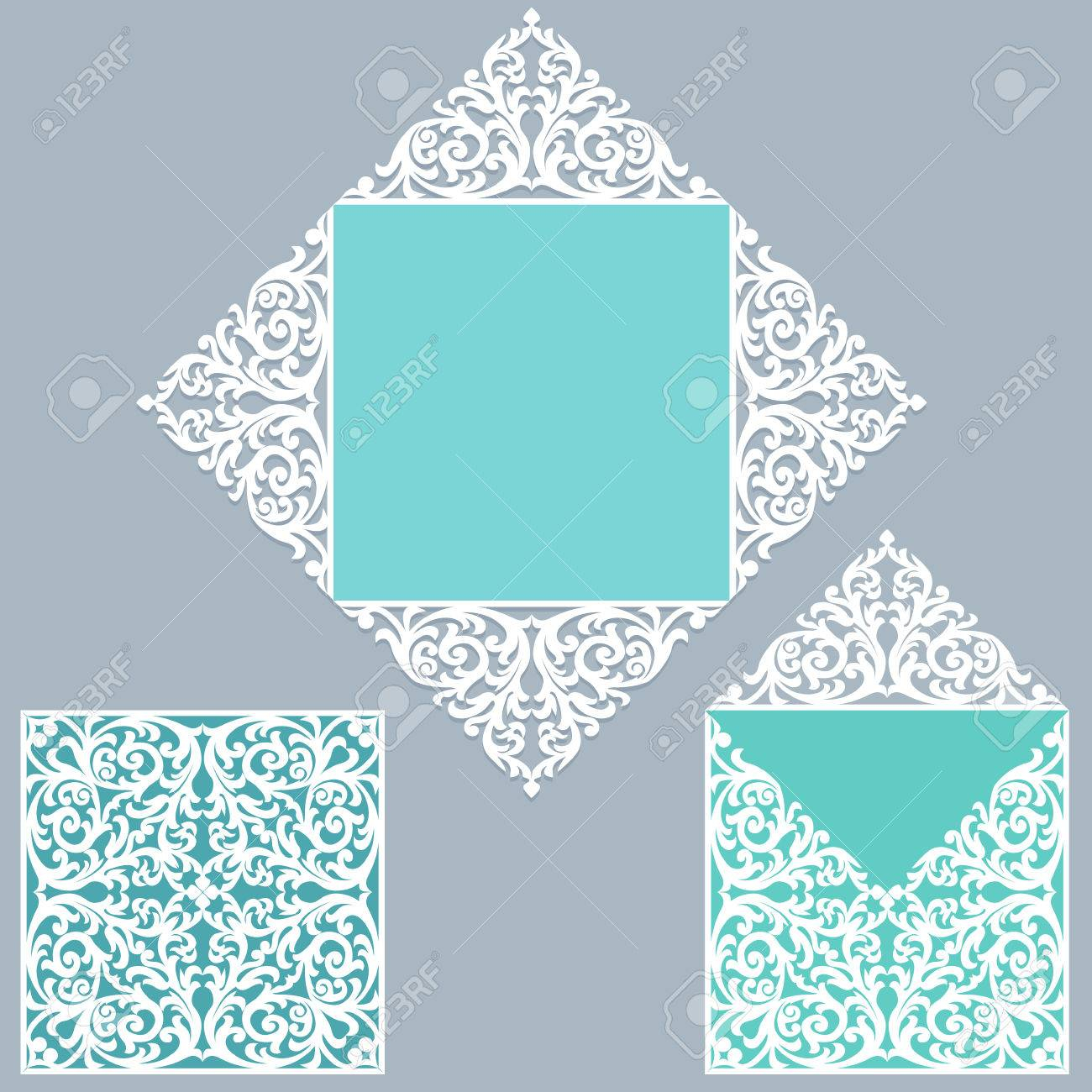 Square Laser Cut Wedding Invitation Template Card For Die Cutting throughout dimensions 1300 X 1300