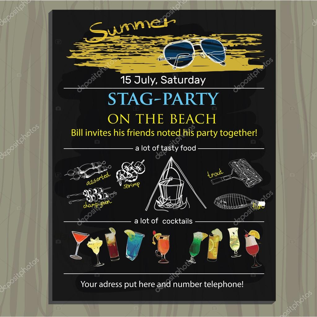 Stag Party Invite On The Beach Holiday Vacation Invitation C in measurements 1024 X 1024