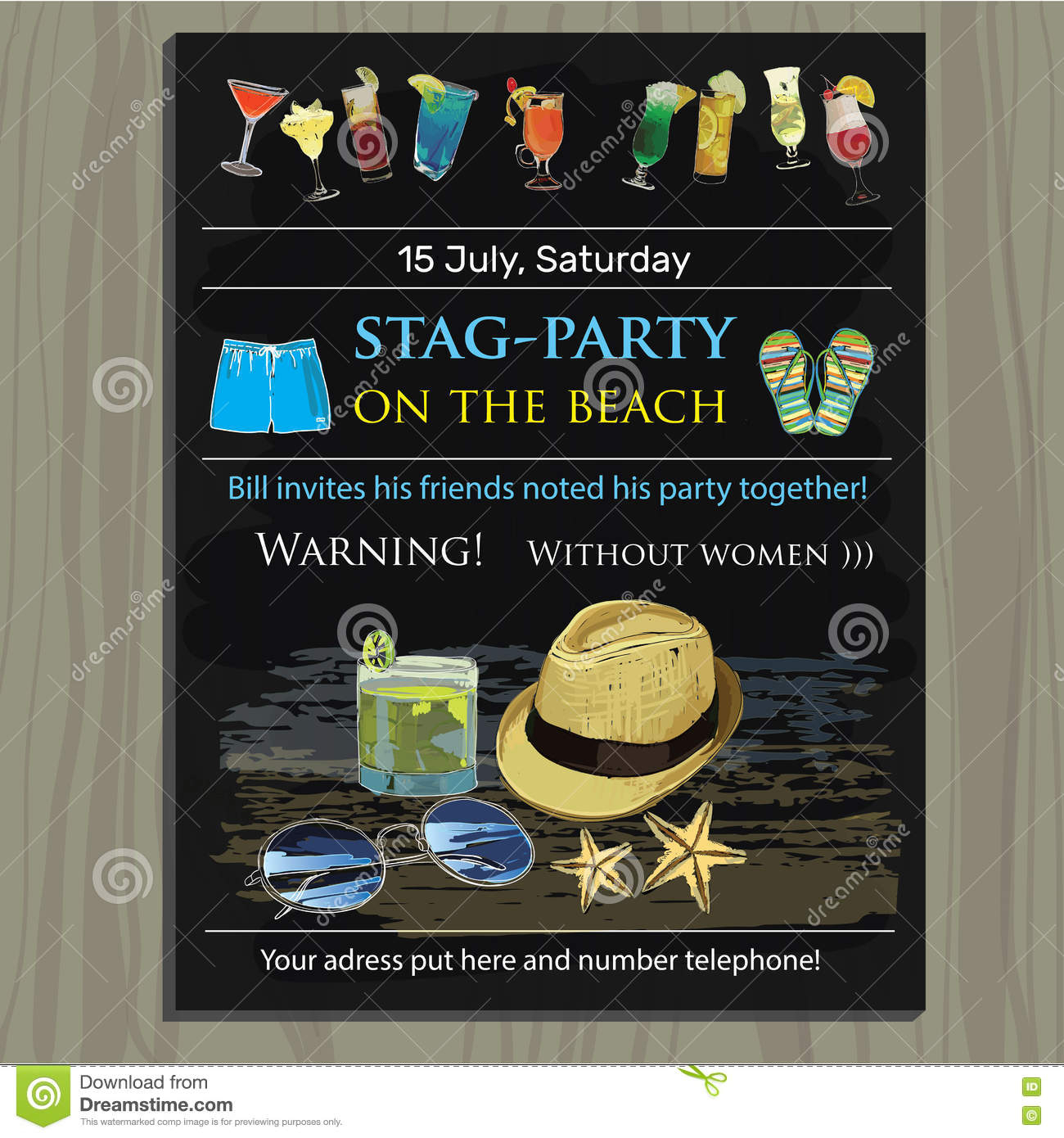 Stag Party Invite On The Beach Holiday Vacation Invitation Ca for dimensions 1300 X 1390