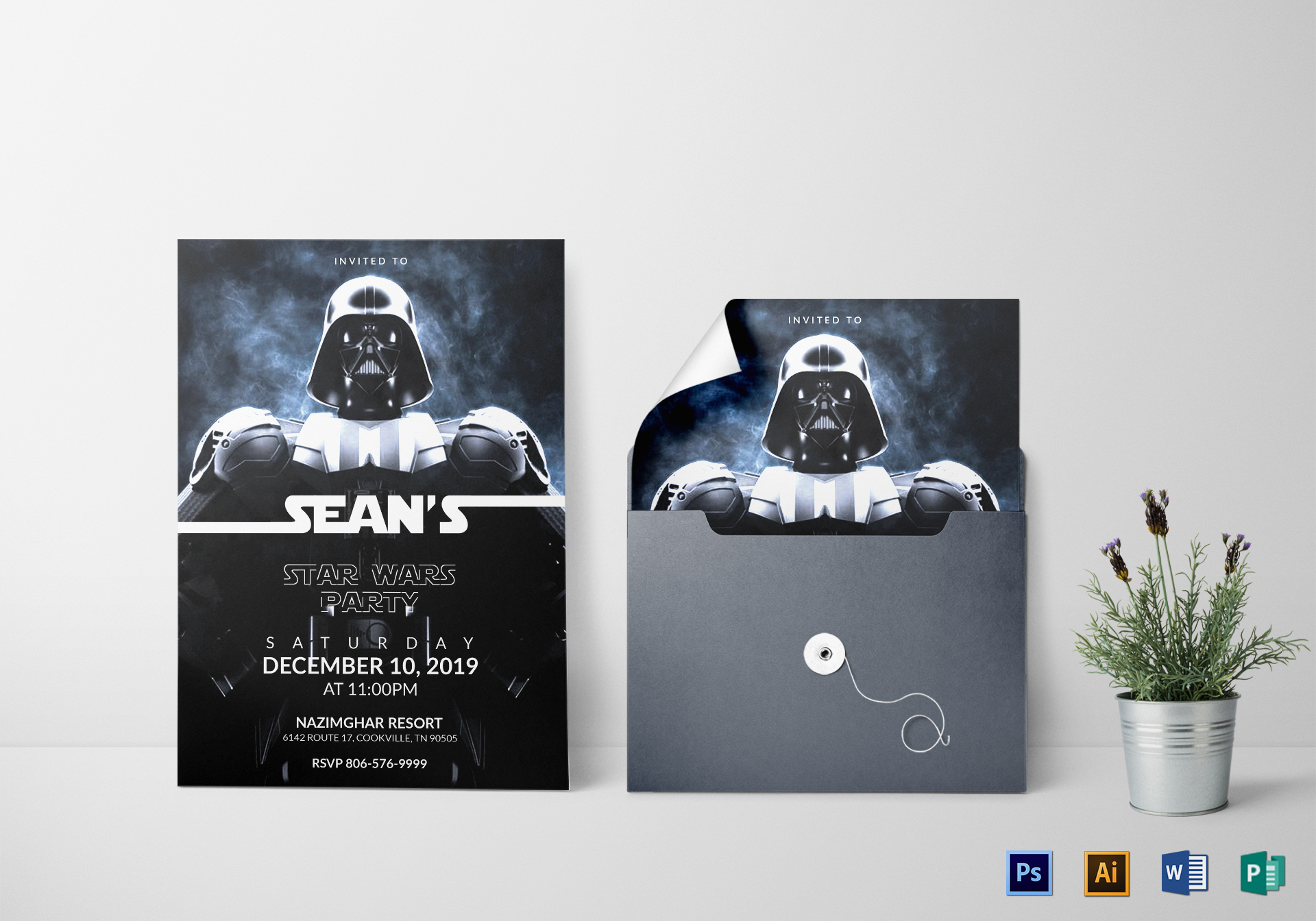 Star Wars The Force Awakens Birthday Party Invitation Design for size 1920 X 1344