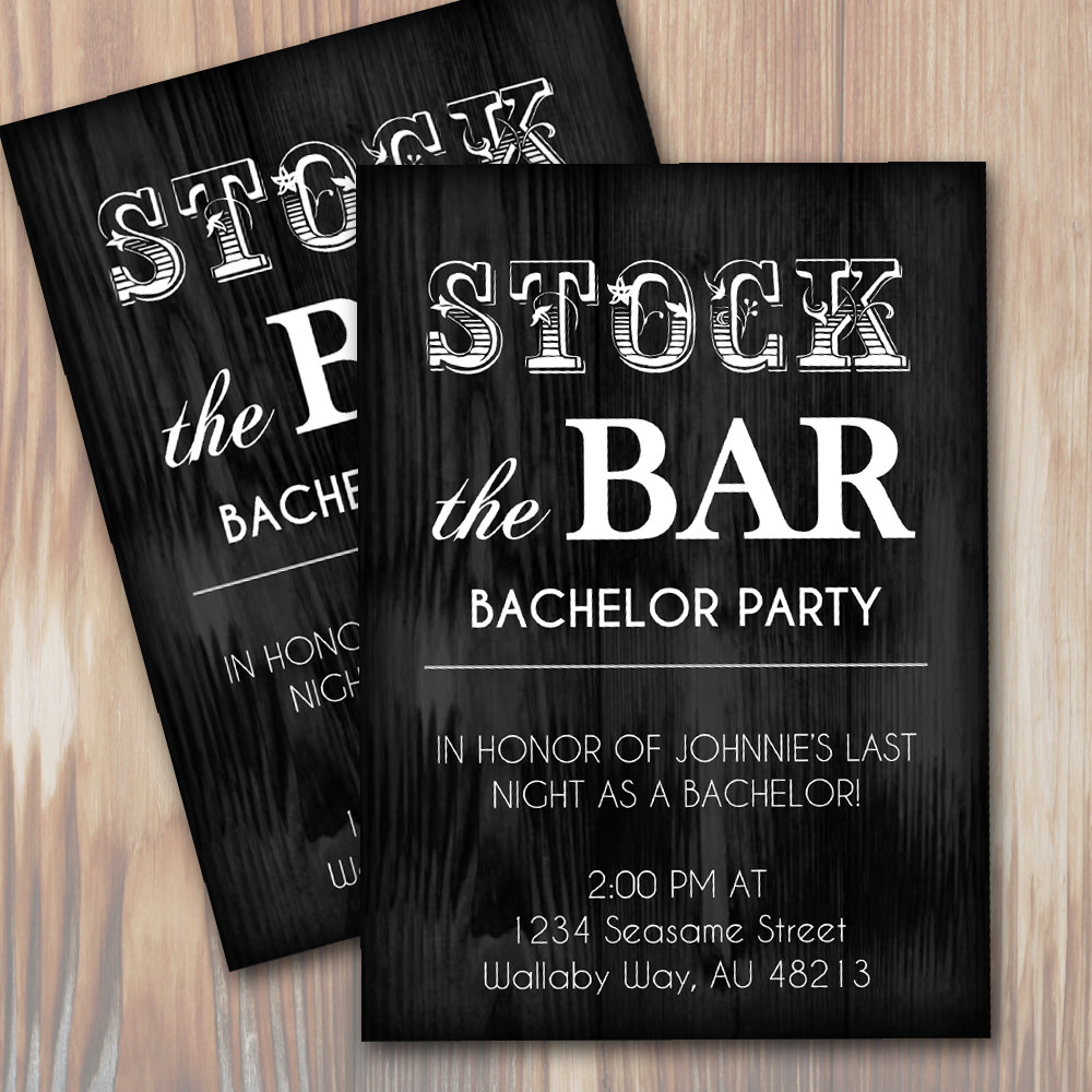 Stock The Bar Rustic Bachelor Party Invitation Template in dimensions 1000 X 1000