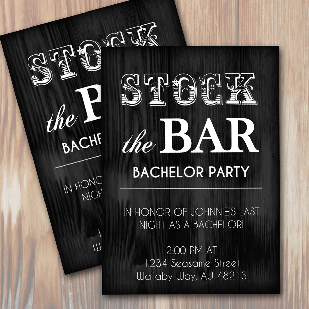 Stock The Bar Rustic Bachelor Party Invitation Template inside proportions 1000 X 1000