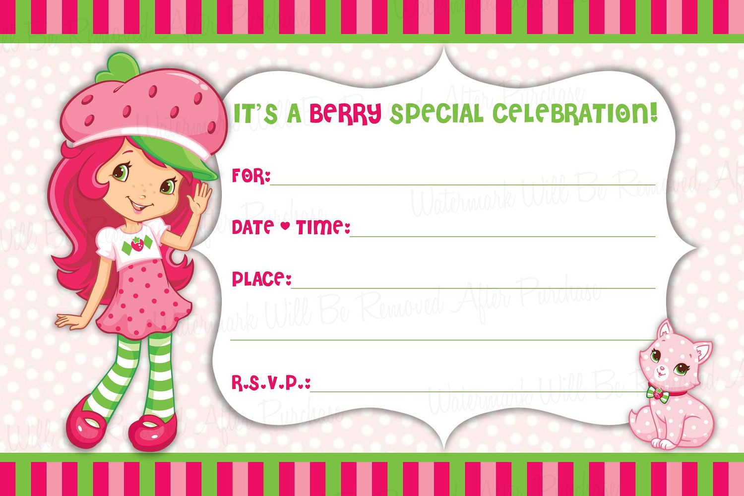 Strawberry Shortcake Free Printable Birthday Invitations Projects pertaining to measurements 1500 X 1000