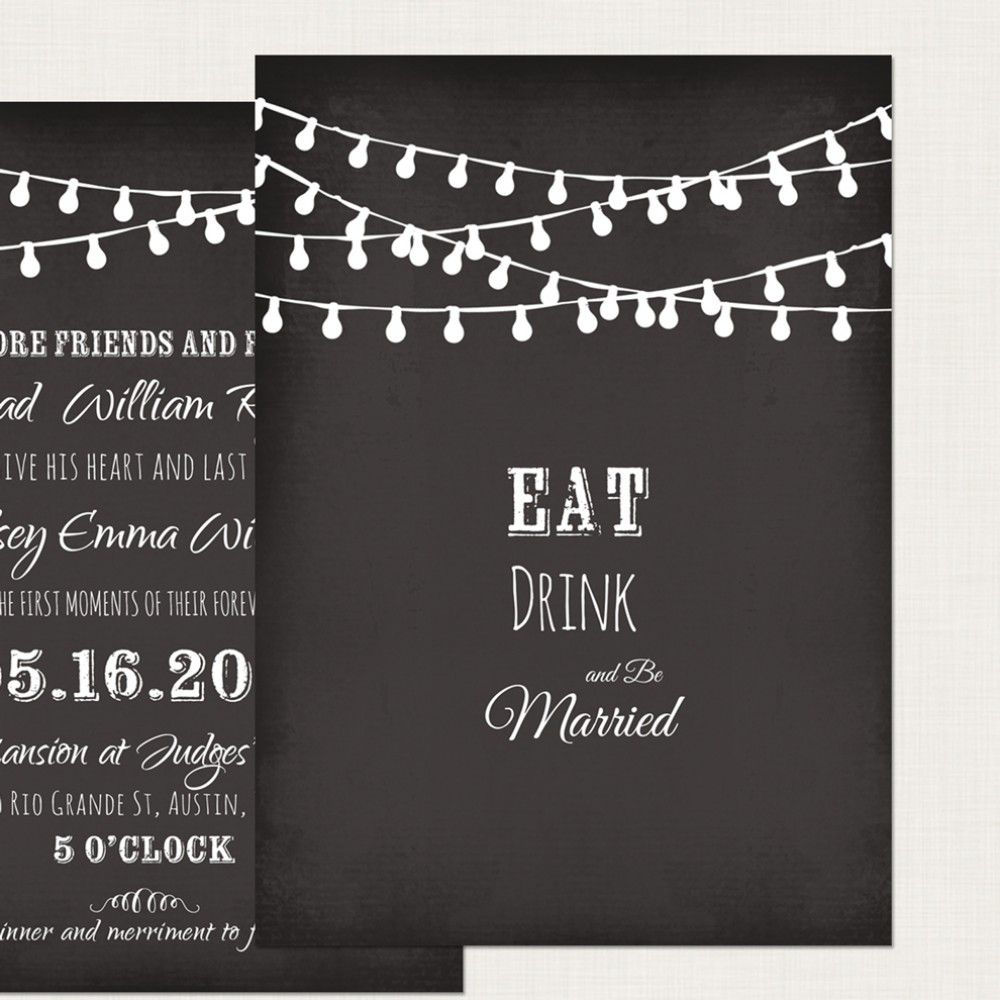 String Light Chalkboard Inspired Wedding Invitation Card Wedding for dimensions 1000 X 1000